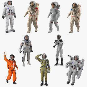 Rigged Astronauts Collection 5 for Maya 3D model